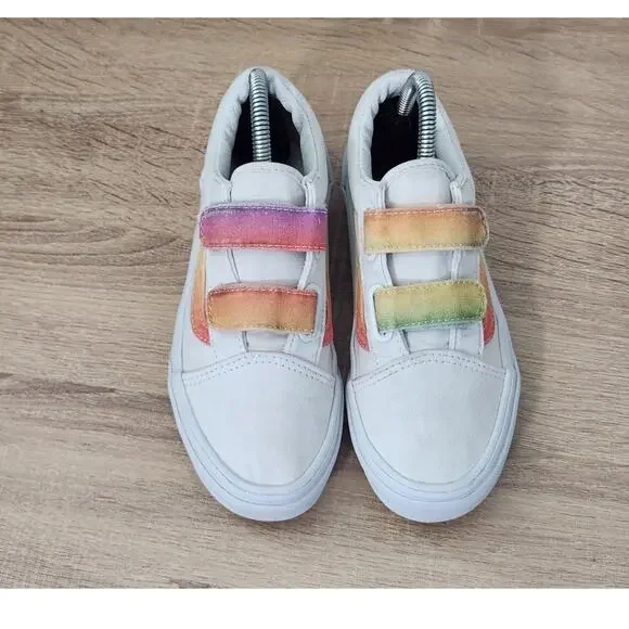 VANS Kids Size 3 Shoes White Rainbow Casual School Play Sneakers Youth Skate - Picture 6 of 10